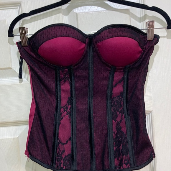Charlotte Russe Other - Charlotte Russe burgundy/black lace corset Size S